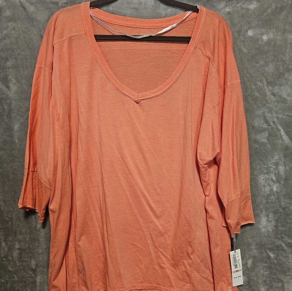 NWT Calvin Klein Performance 3/4 Sleeve V Neck T Sz 2x